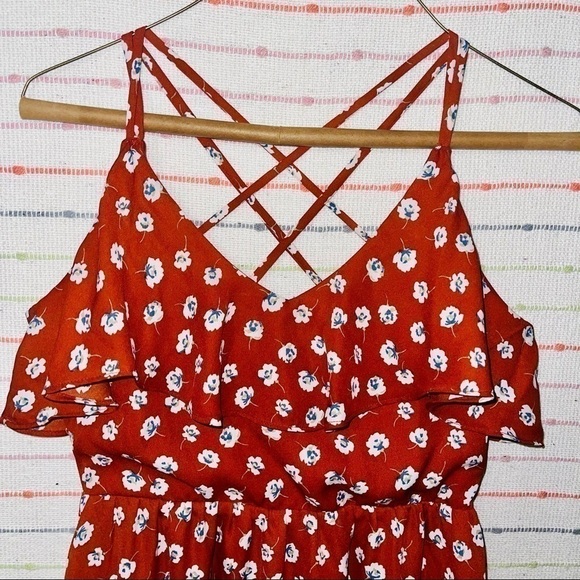 Xhilaration  NWOT Burned Orange Floral Dress - Picture 3 of 10